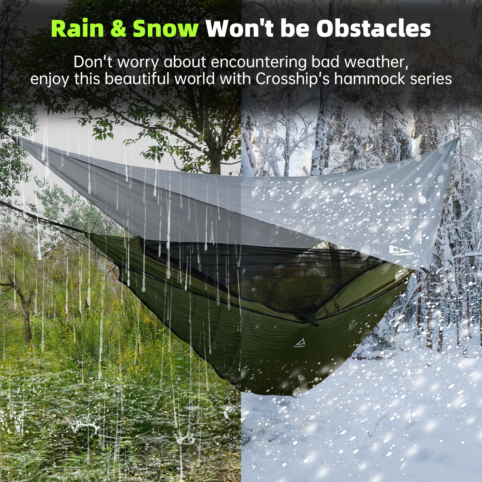 CROSSHIP Camping Hammock with Mosquito Net, Underquilt & Rain Fly Tarp