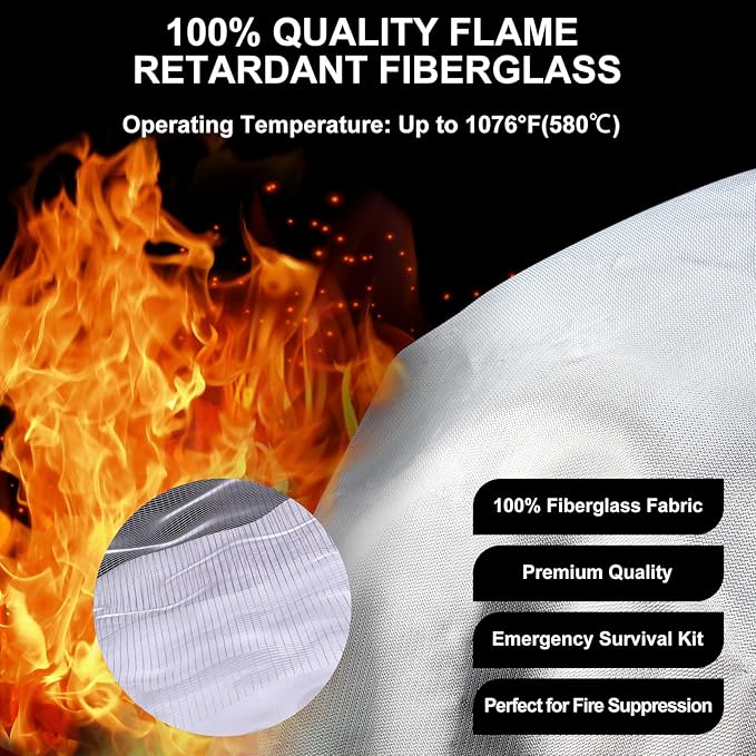 Home Emergency Fire Blankets 47??x 47??Fiberglass Fire Blankets Essential Emergency Fire Blankets for Home and Kitchen 2 Packs