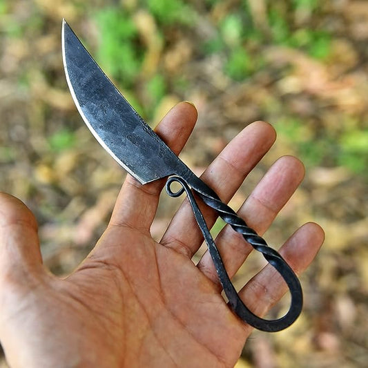 Custom Handmade Hunting Knife with Leather Sheath - Ideal for Skinning, Outdoor Camping, Hiking - EDC Fixed Blade Bushcraft Knife with Walnut Wood Handle. (Forged-1)