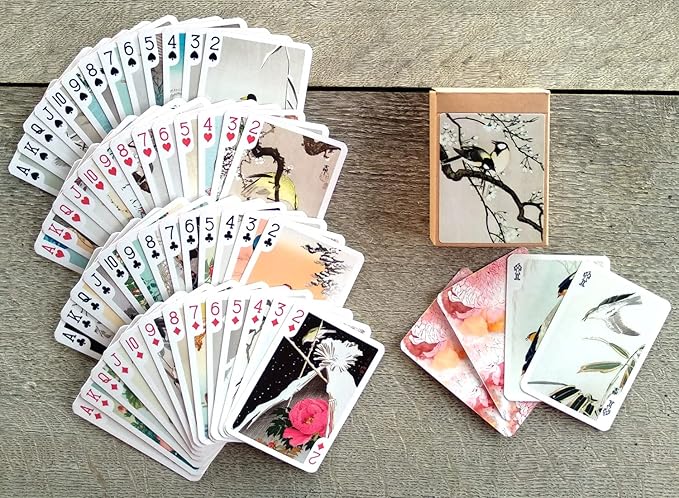 Awesome Birds Playing Cards (Poker Deck 54 Cards All Different) Vintage Antique Japanese Engraving Watercolor Illustration by Koson Ohara