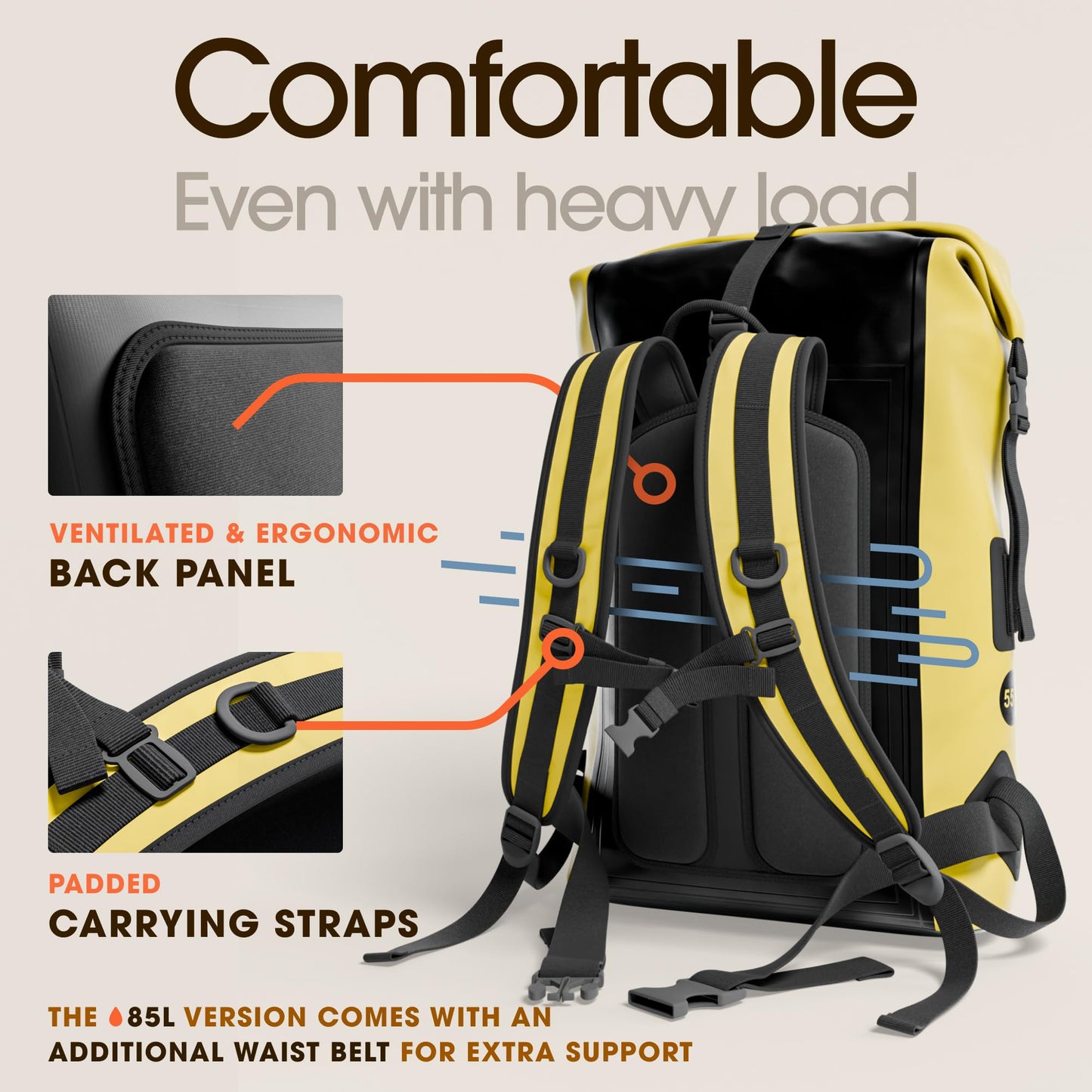 Waterproof Dry Bag Backpack 55L - Kayaking Boating Fishing Rafting Marine