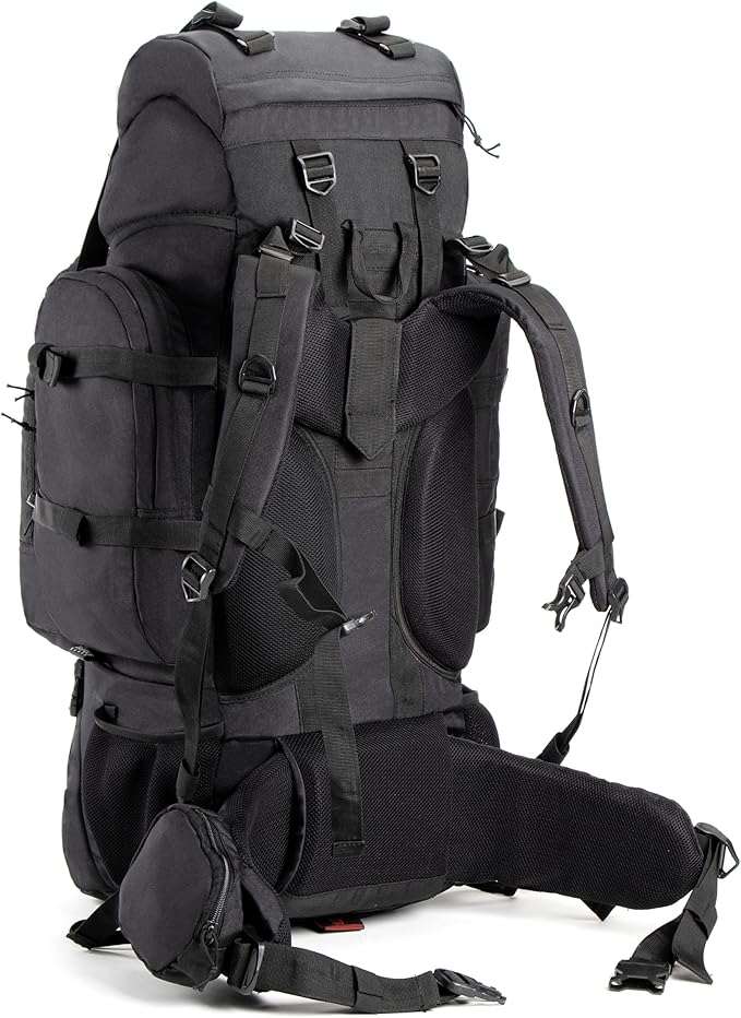 Tripole Colonel 80 Litres Internal Frame Trekking and Hiking Rucksack + Detachable Day Pack, Rain Cover, Black