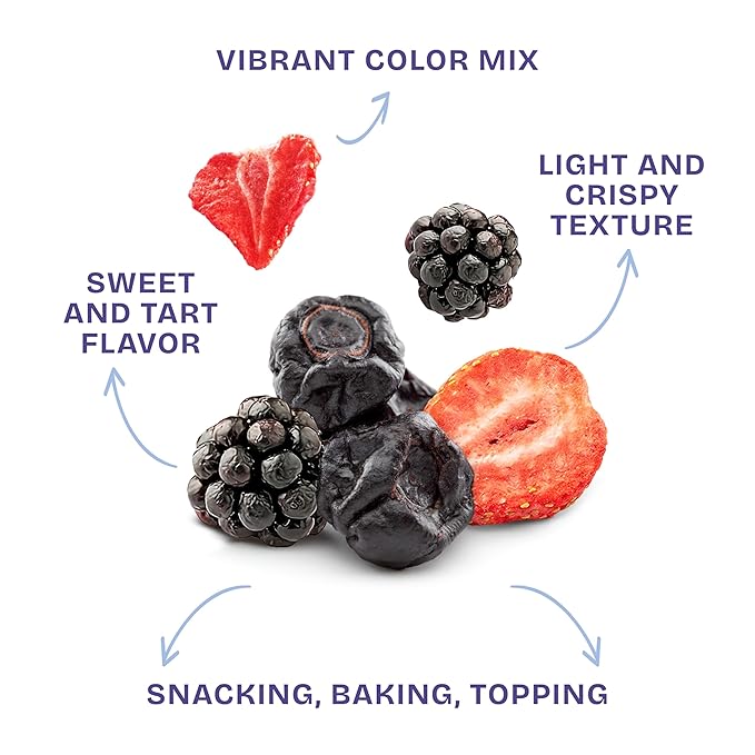 Drybox Freeze Dried Mixed Berries | 100% Natural Fruit | Freeze Dried Berry Source | No Sugar & Additives | Healthy Snack & Topping for Beverages or Recipes | Non-GMO, Vegan, Gluten Free, 0.56 oz 4 pack