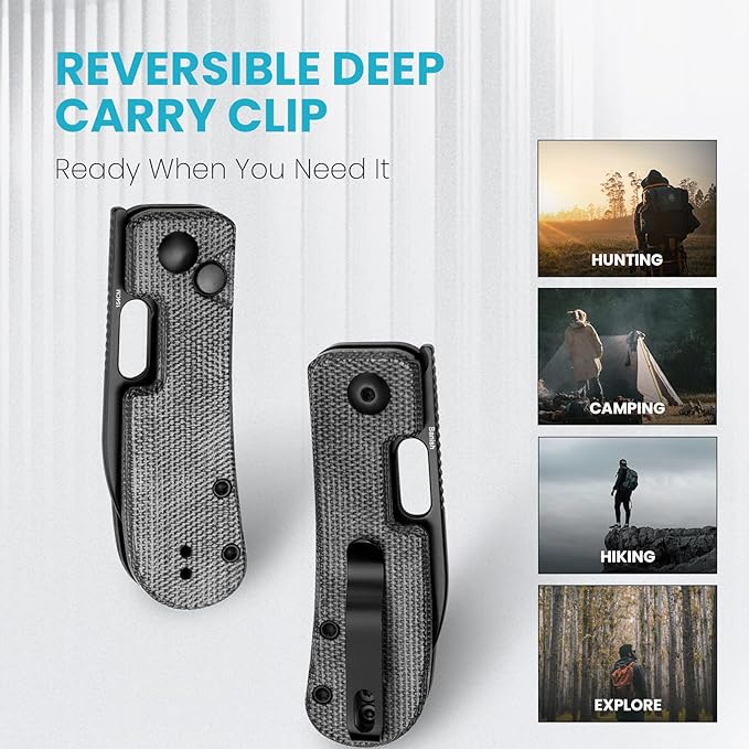 Kizer Banish Folding Pocket Knife, 2.3"" 154CM Steel Blade Small EDC Knife, Micarta Handle Mini Utility Knife for Men Women Sharp Camping Survival Hiking Knives, V2676C1, Black