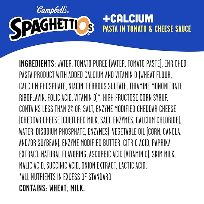 Campbell's SpaghettiOs Canned Pasta, Plus Calcium, 15.8 oz. Can