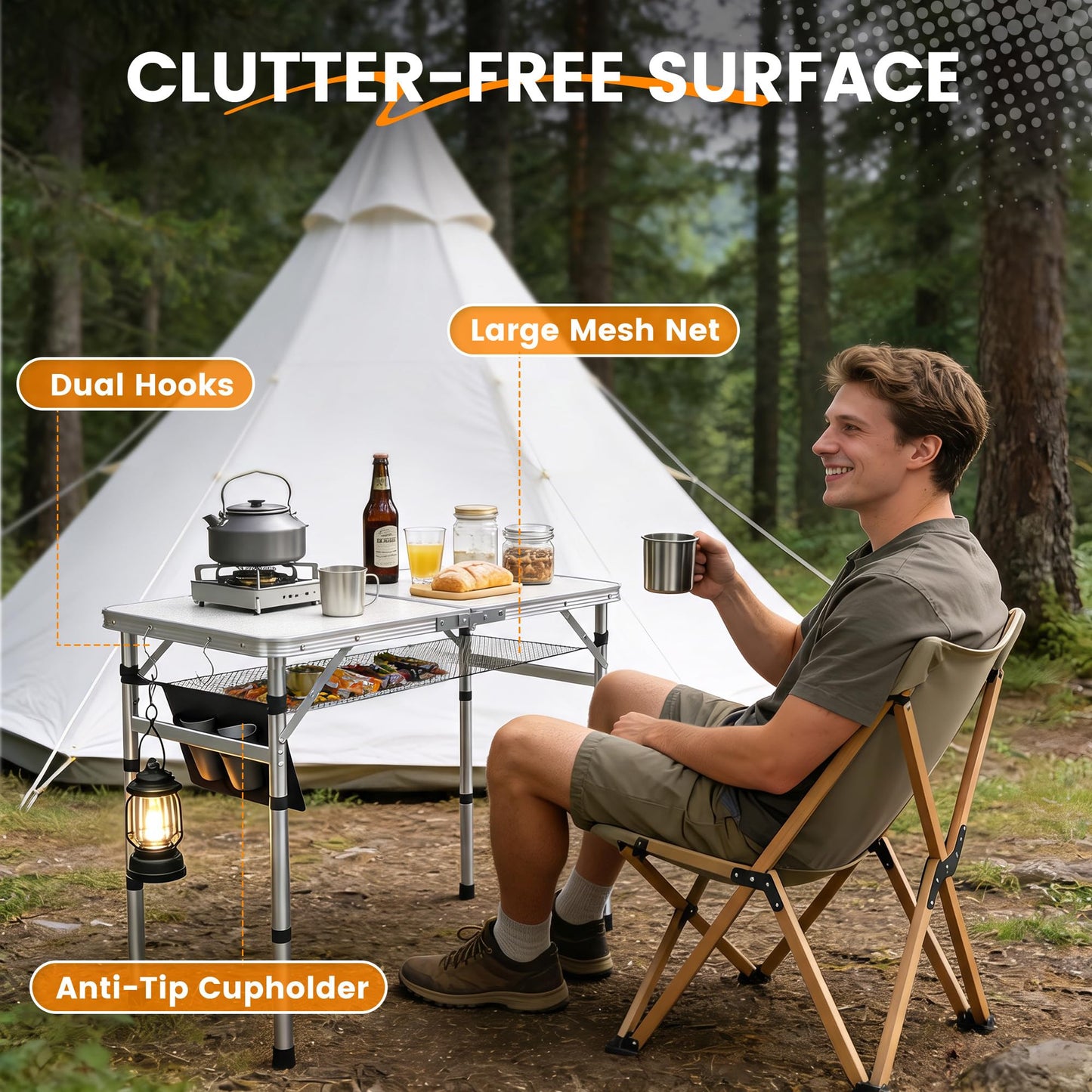 WildFinder Folding Camping Table, 2x1.3 FT Small Folding Table Portable