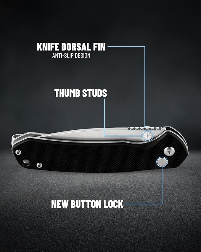 CJRB Folding Knife Pyrite (J1925) AR-RPM9 Blade and G10 Handle EDC Pocket Knife with Clip Black