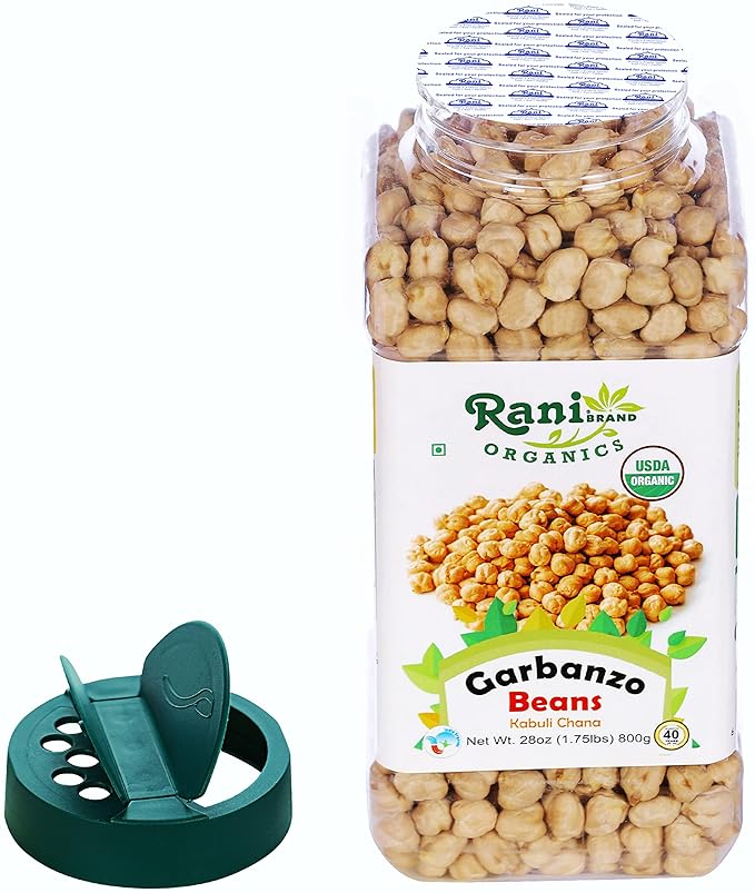 Rani Organic Garbanzo Beans (Kabuli Chana) 28oz (800g) PET Jar ~ All Natural | Vegan | Gluten Friendly | NON-GMO | Indian Origin | USDA Certified Organic