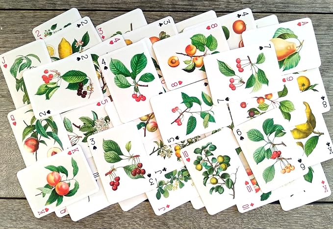 Fruits and Berries Playing Cards (Poker Deck 54 Cards All Different) Vintage Antique Botannical Books Illustration by Pierre Redoute