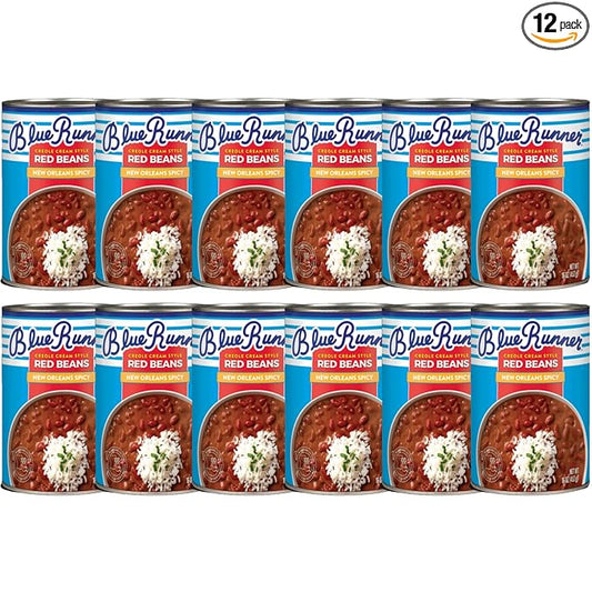 Blue Runner New Orleans Spicy Creole Cream Style Red Beans 16oz Can (Pack of 12)