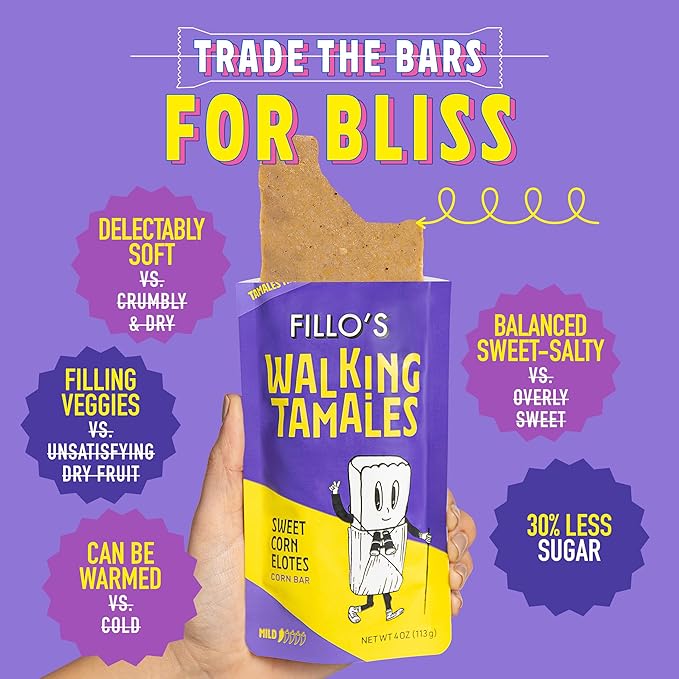 Fillo's Walking Tamales Sweet Corn Elotes, Pk of 7, Ready-to-Eat, Delicious, Gluten-Free, Preservative-Free, Vegan Friendly, Microwavable, Non-GMO