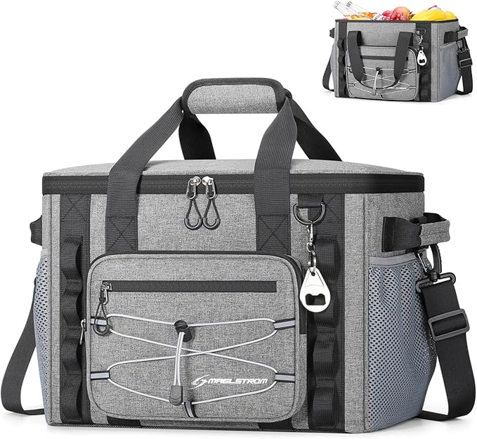 Maelstrom Soft Sided Cooler Bag, 30/40 Can Collapsible Insulated Ice Chest, Large Leakproof Camping & Travel Cooler for Kayaking & Beach