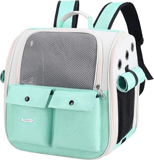 Pet Backpack Carrier for Small Dogs, Cats, Kittens, Rabbits ??Airline Approved Travel Bag with Breathable Mesh and Padded Straps ??Soft-Sided Cat Carrier Backpack for Hiking, Camping, Trips