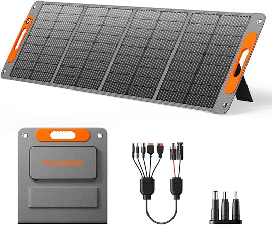 120W Portable Solar Panel for Power Station, 24% High Efficiency ETFE Foldable Solar Panel Charger, QC3.0, Type-C 60W, MC4 Output, IP65 Waterproof, for Outdoor Camping, RV, Emergency Power Supply
