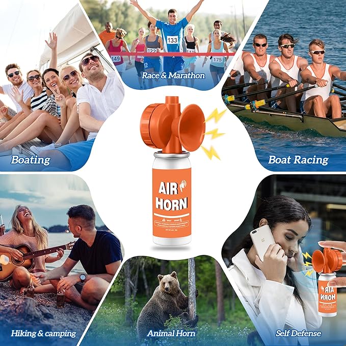 1.4oz Air Horn,130DB Loud Boat Air Horns Can,Marine Fog Horn Blow Horn,Coast Guard,Mini Small Compressed Blow Fog Bear Air Horn,Orange