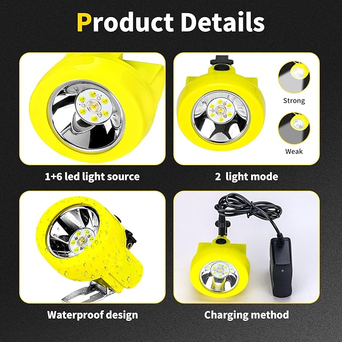 Superbright Mining Lamp White Light Coon Hunting Lights Headlamps Rechargeable Headlamp Waterproof & Explosion-Proof Miners Light for Hard hat Hunting Running Fishing
