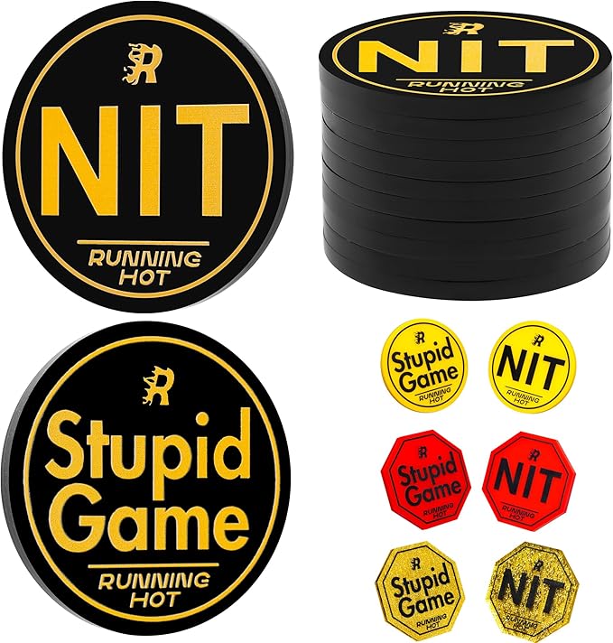 RUNNING HOT Nit Button Set for Texas Hold'em & Omaha Poker (Pack of 10) - Professional Chips for The Stand-Up Game - Enhance Your Play