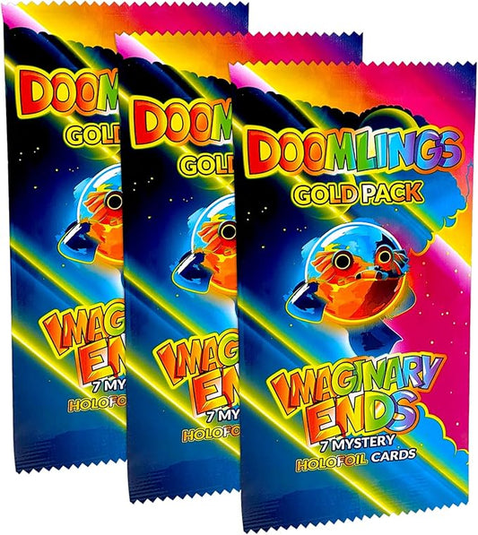 Doomlings Card Game: Imaginary Ends Expansion - Collectible Mystery Holofoils Gold Pack | Strategy Game for Kids, Teens & Adults | 2-6 Players, Ages 7+ (21 Holofoils)