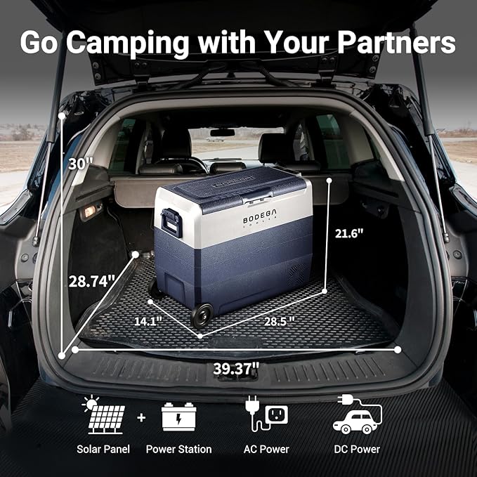 BODEGA 12 Volt Refrigerator Portable Freezer, Car Fridge Dual Zone APP Control, 64 Quart（60L）-4℉-68℉ RV Electric Compressor Cooler, 12/24V DC and 100-240V AC for Outdoor, Camping, Travel, Vehicles
