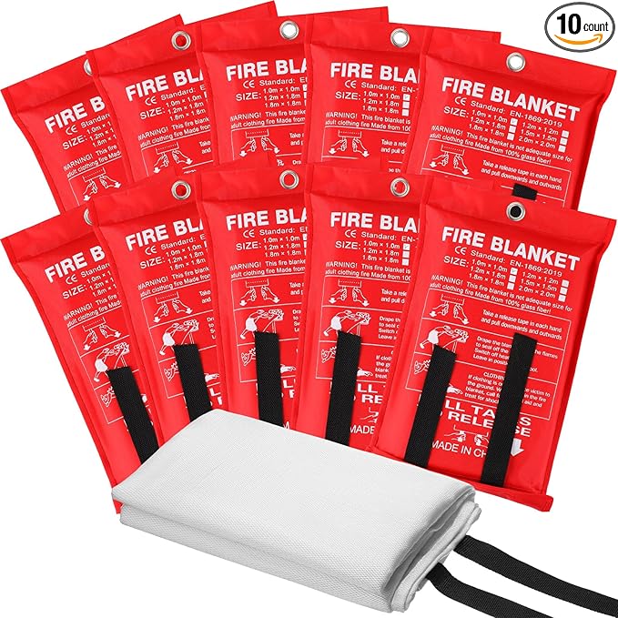 Moukeren Fire Blanket Fire Emergency Blankets for Home Kitchen, Survival Safety Flame Suppression Blanket Fiberglass Fireproof Blanket Flame Retardant Blanket for Fireplace Car Office Camping