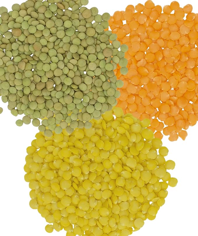 Red Lentils | Green Lentils | Golden Lentils | 12 LBS Total | Non-GMO | 100% Non Irradiated | Kosher | USA Grown | Vegan