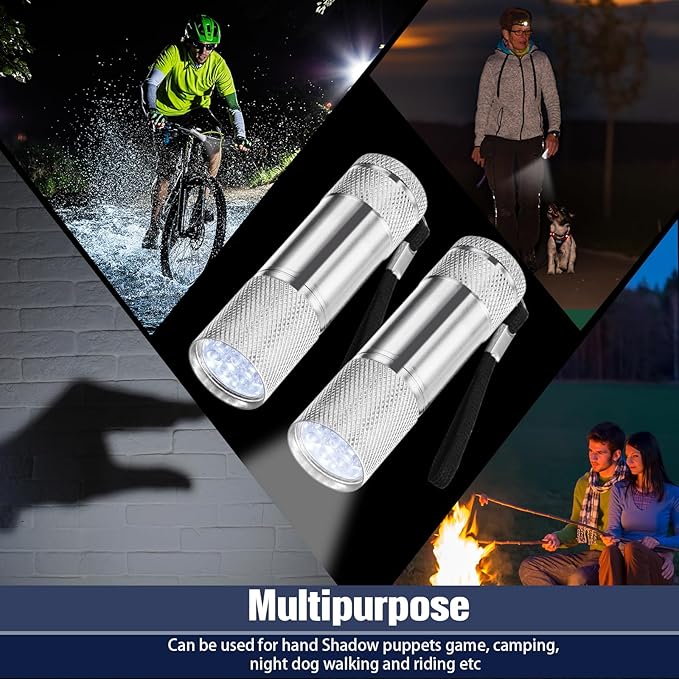 VIHOSE 20 Pcs Mini Flashlights Bulk, Bright Aluminum Handheld Flash Light with Lanyard Small LED Flashlights for Night Reading Emergency Hurricane Camping Hiking, Batteries Not Included(Silver)