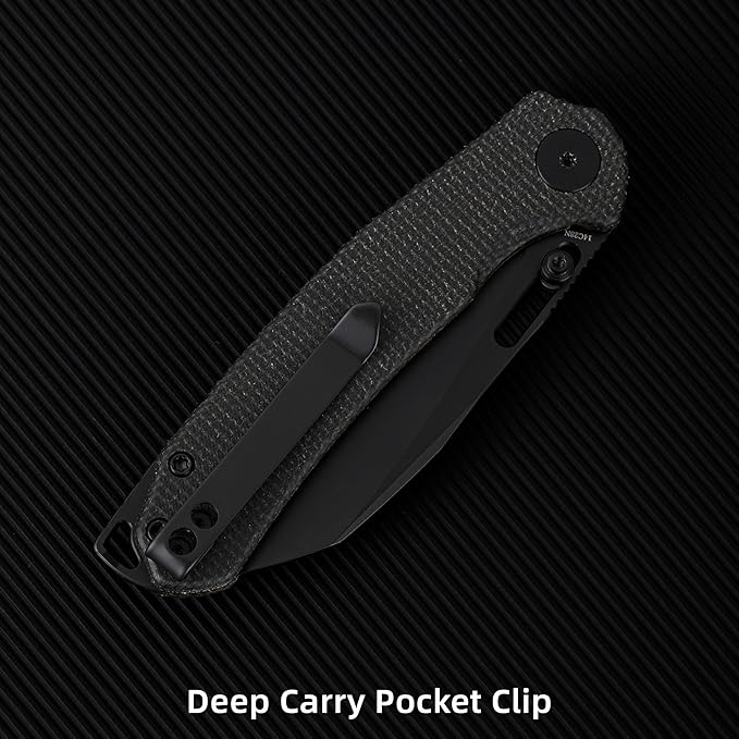 Folding Pocket Knife, 3.1" Stonewash Blade EDC Knife with Safety Liner Lock, Small Pocket Knife with Clip for Men, Sharp Camping Hiking Hunting Survival Knives