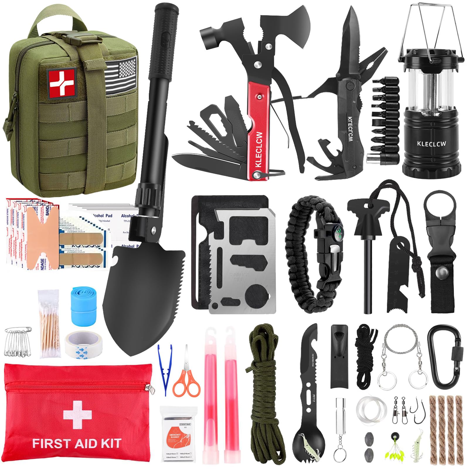 Gifts for Men Christmas Survival Kit and First Aid kit, 160 Pcs Emergency Supplies Camping