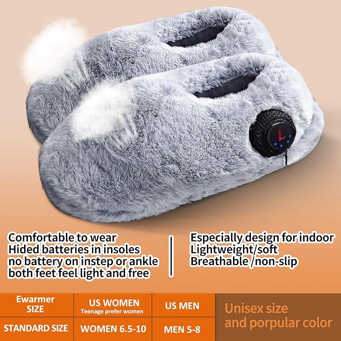 Rechargeable Walking Foot Warmer for Cold Feet, Cordless Graphene Heated Boots for Women Indoor, 4-8 Hours Heat, Washable & Removable, Electric Heated Slippers