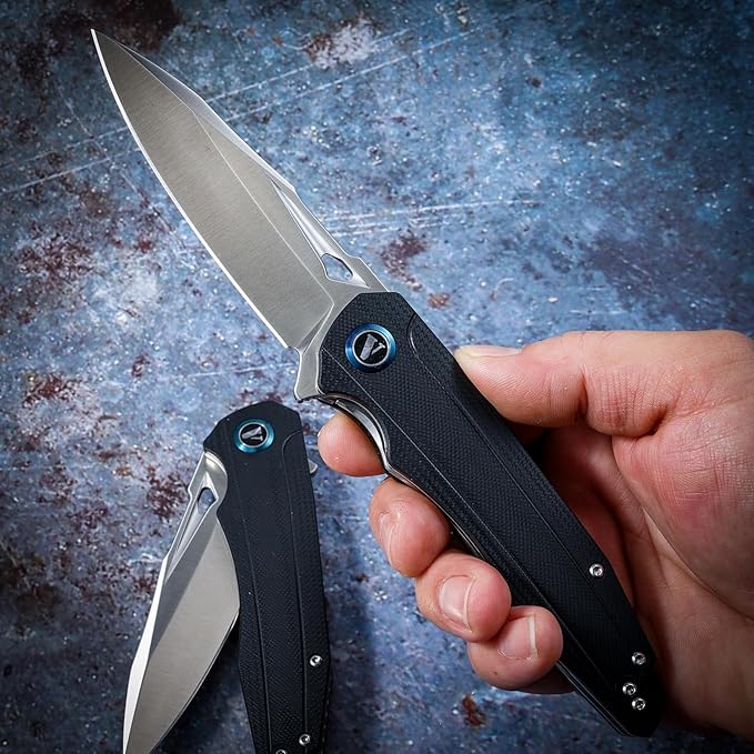 VNLA Folding Pocket Knife.with Flipper Opening,Sandvik 14C28N Blade, G10 Handle,with Pocket Clip,for Men Women,Sharp Outdoor Tool EDC Knives