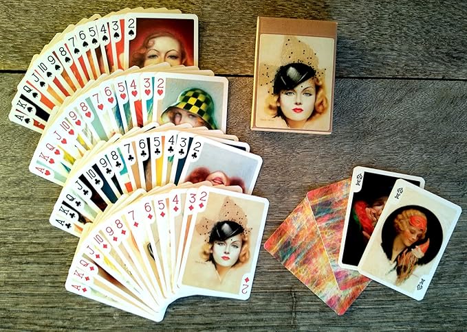 Lady of Belle Epoque Playing Cards (Poker Deck 54 Cards All Different) Vintage Retro Woman Portraits by Charles Gates Sheldon