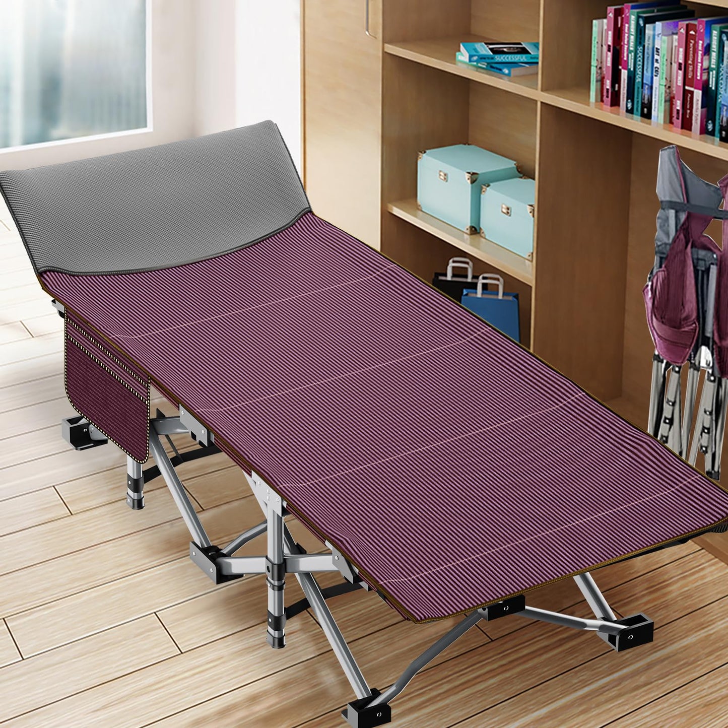 ABORON Camping Cot for Adults, 28 in Wide Folding Bed with Mattress