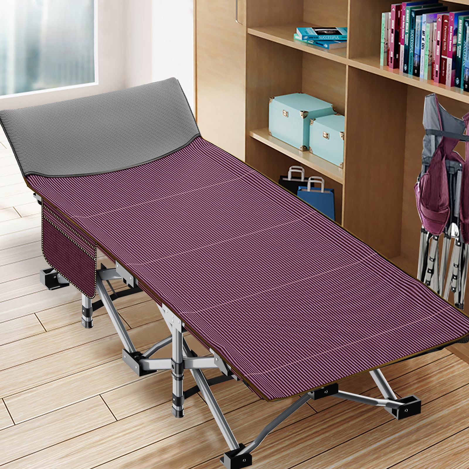 ABORON Camping Cot for Adults, 28 in Wide Folding Bed with Mattress
