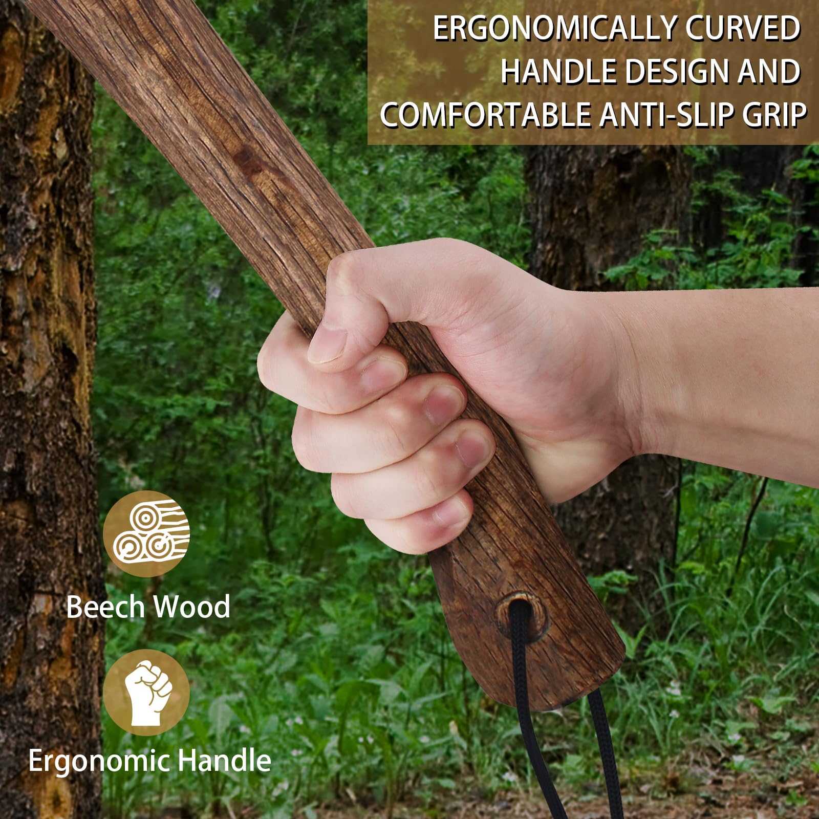 14.4" Hatchet, Camping Axe, Survival Axe with Sheath, Bushcraft Hatchet with 1065 Carbon Steel and