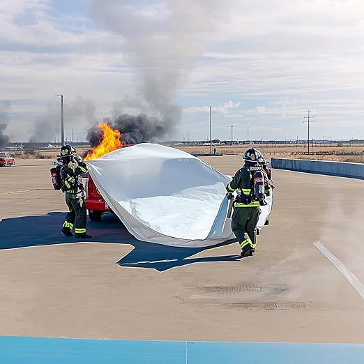 Vehicle Fire Blanket, Emergency Fire Extinguisher Blanket for Car,Survival Safety Fire Blanket for Automobiles, Motorcycles, Warehouses, House, Camping in The Wilderness (13.1x19.6ft)