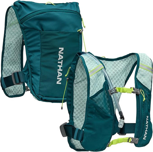 Nathan QuickStart 1.5L Hydration Pack Vest with Bladder or flasks, Storage Pockets, Breathable Moisture-Wicking Fabric, Adjustable Straps for Running, Hiking, Walking, Marathons, Obstacle Races