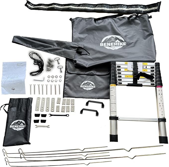 BIVVYY V2 Rooftop Hard Shell, Vehicle Mounted Pop Up Hardshell Roof Top Tent, Side Open Rooftop Tent with Rainflys for Van SUV Truck (3 Person)