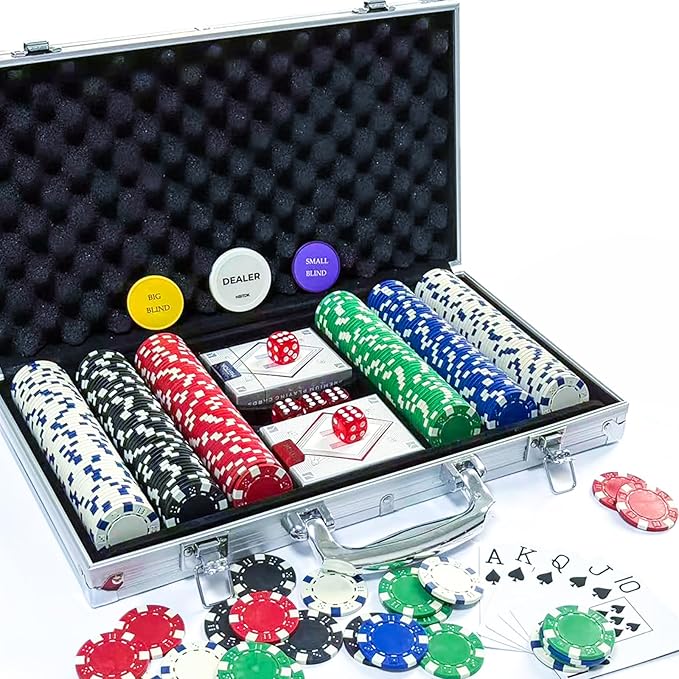 Poker Chip Set - Classic 300PCS Poker Set with Aluminum Case, 11.5 Gram Casino Chips for Texas Holdem Blackjack Gambling