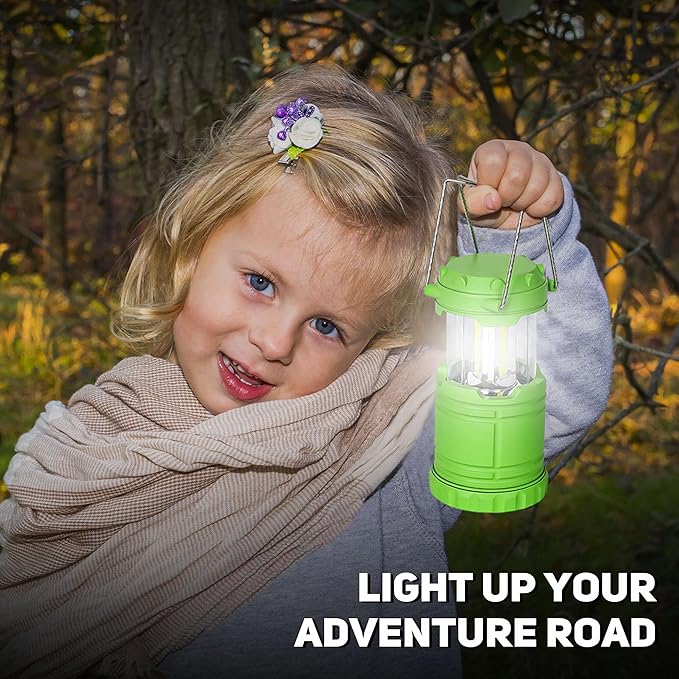 4-Pack Mini LED Camping Lanterns, Portable Camping Lights, Outdoor Tent Lights, Essential Emergency Lights for Power Outages, Hiking, Survival Kit for Hurricane, Green