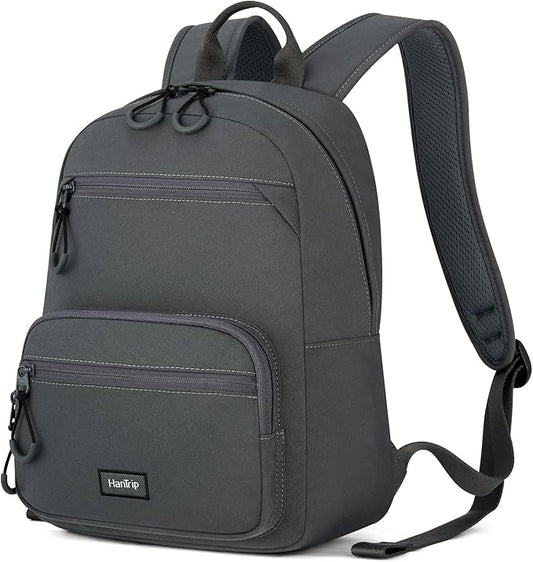 Carry On Travel Backpack For Men Women, 13 Inch Small Mini Work Bag Personal Item Backpacks, Camping Back Pack Lightweight Hiking Daypack For Office Nurse Commuter (Dark Gray)
