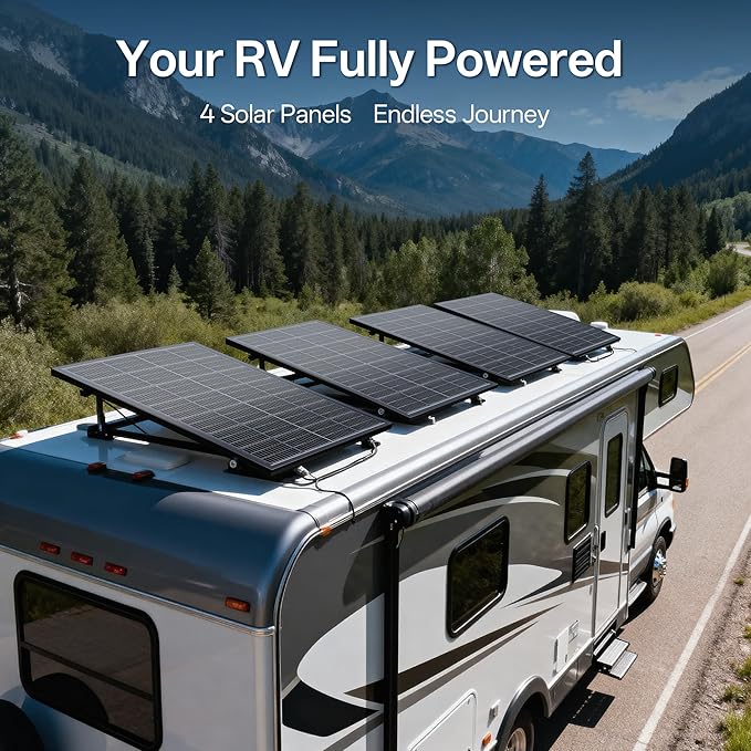 Epoch 400W Bifacial Solar Panels,N-Type 12/24 Volt Monocrystalline Solar Panel, High-Efficiency Waterproof Solar Module for RV Camping, Boat, Marine,Off-Grid[200w×2pcs]