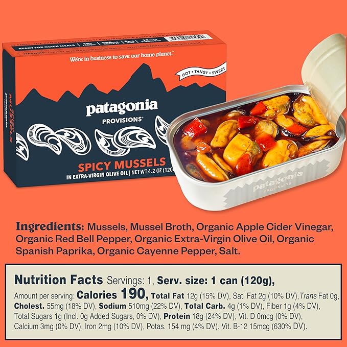 Patagonia Provisions Mussels 3-Piece Bundle | Responsibly Sourced in Spain | 16g-18g Protein & Gluten Free | 4.2 Ounce (Pack of 3)