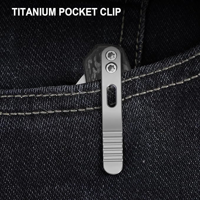 Kizer Mini Bulldog Pocket Knife, 2.5??S45VN Sheepsfoot Blade Folding Knife, Carbon Fiber Handle Clutch Lock Small EDC Knife for Men Women Gift, Camping Hunting Knives Ki3672SA3