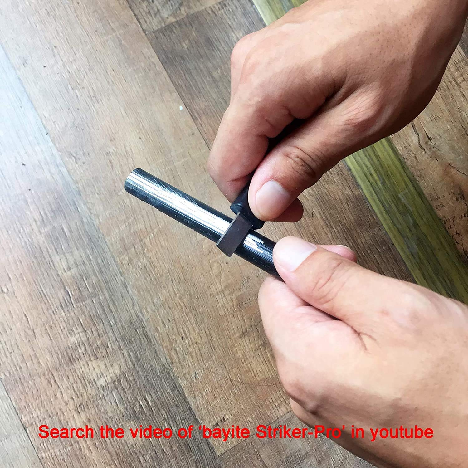 bayite 4" Survival Ferro Rod Drilled Flint Fire Starter and Striker Kit
