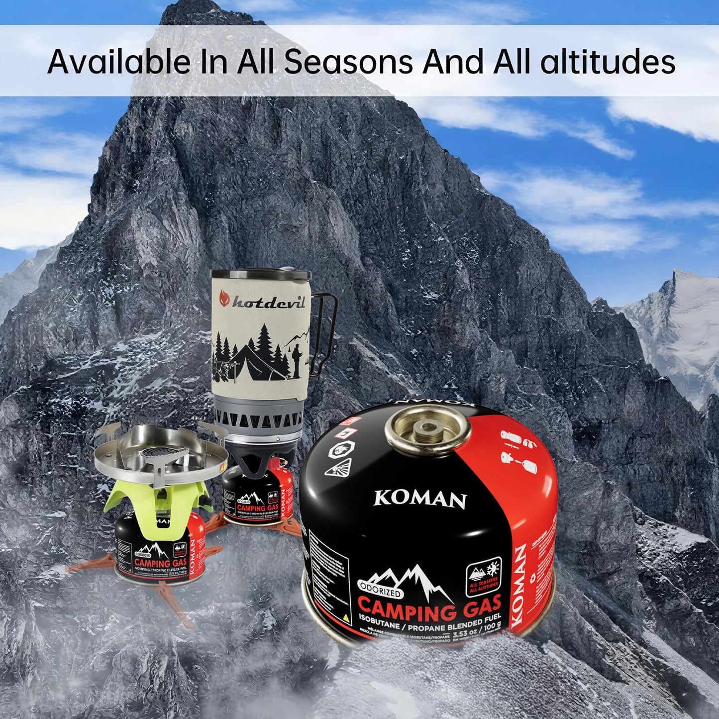 KOMAN Isobutane Fuel Canister 100 Gram Camping Stove Fuel Butane Propane Blend Camping Fuel Gas