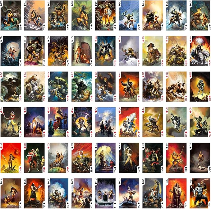 FANSTASY Playing Cards (Poker Deck 54 Cards All Different) Vintage Retro Fantasy SciFi Magazine Covers Comic Art by Ken Kelly