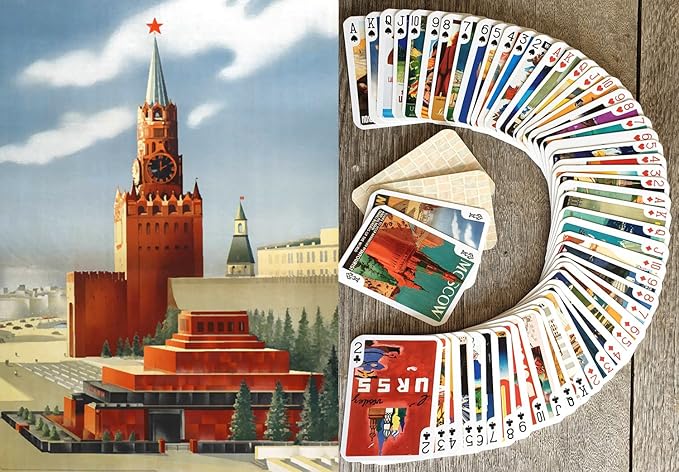 Travel Russia Playing Cards (Poker Deck 54 Cards All Different) Vintage Russia USSR Moscow Kremlin Airline Railroad Travel Poster
