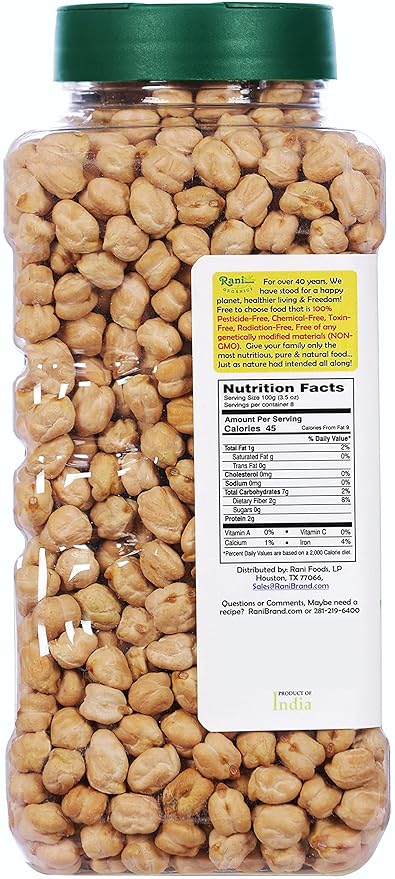 Rani Organic Garbanzo Beans (Kabuli Chana) 28oz (800g) PET Jar ~ All Natural | Vegan | Gluten Friendly | NON-GMO | Indian Origin | USDA Certified Organic