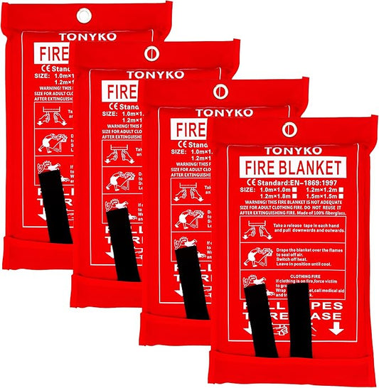 TONYKO Emergency Fire Blankets, Flame Retardant Protection and Heat Insulation Designed for Kitchen,Fireplace,Grill,Car,Camping