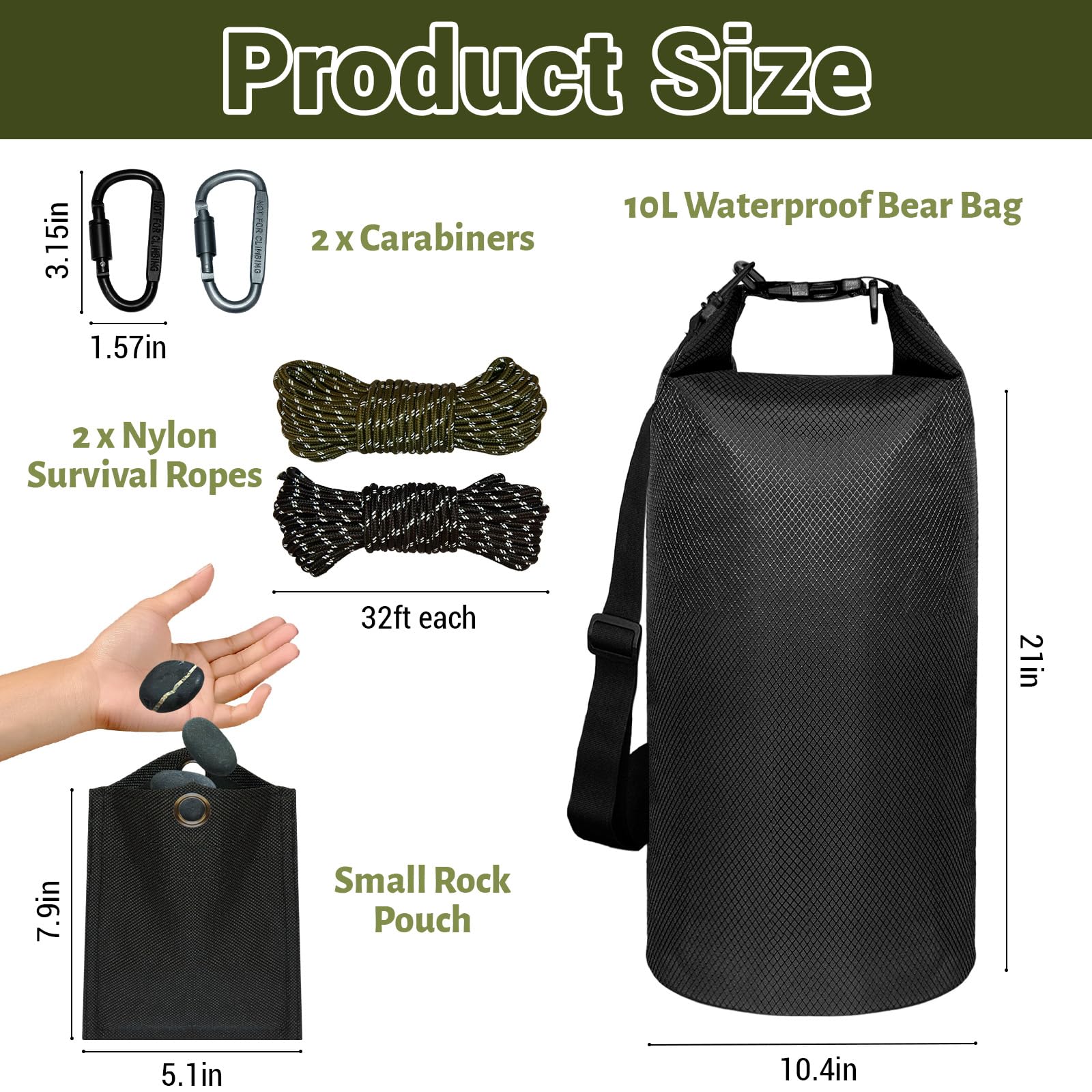 keepxaus Bear Bag Hanging Kit, 10L Waterproof Bear Bags for Food Backpacking Camping, Ultralight